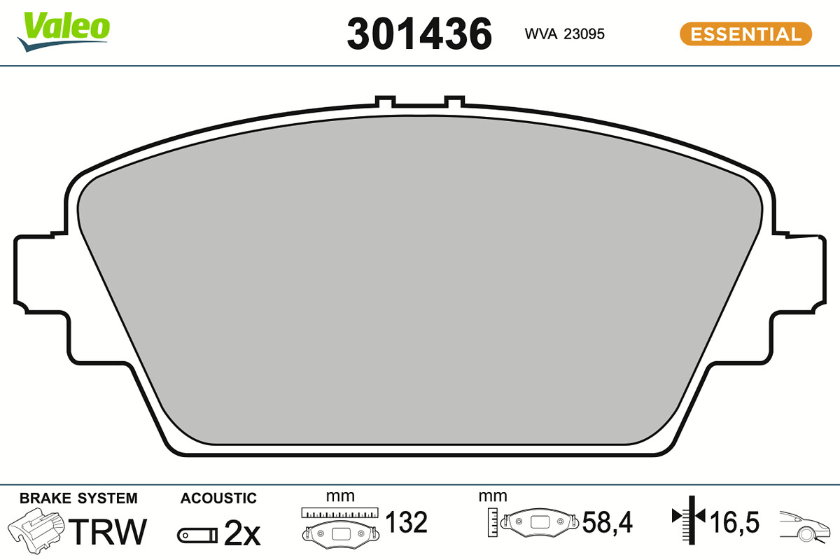 Jeu de 4 plaquettes de frein VALEO ref. 301436
